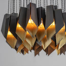 Axyaa Black/Gold LED Chandelier, Luxury Iron Hanging Lamp for Living Room & Restaurant