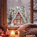 Winter Cabin Forest Window Clings by Axyaa: Double-Sided Xmas Static Decal for Home