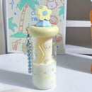 Axyaa Flower Tea Glass Straw Tumbler Water Bottle Girls Cold Beverage Cup