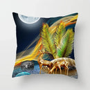 Axyaa Black Gold Elk Tree Bird Butterfly Printed Pillowcase for Living Room Home