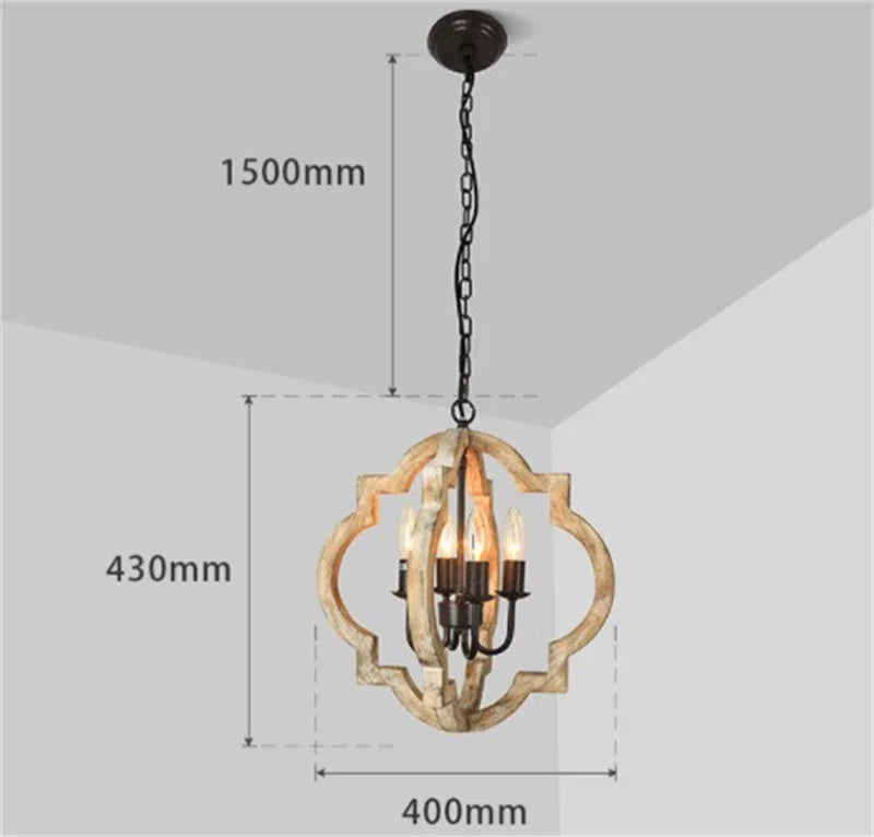 Axyaa Rustic Wood Chandelier for Kitchen Dining Bedroom