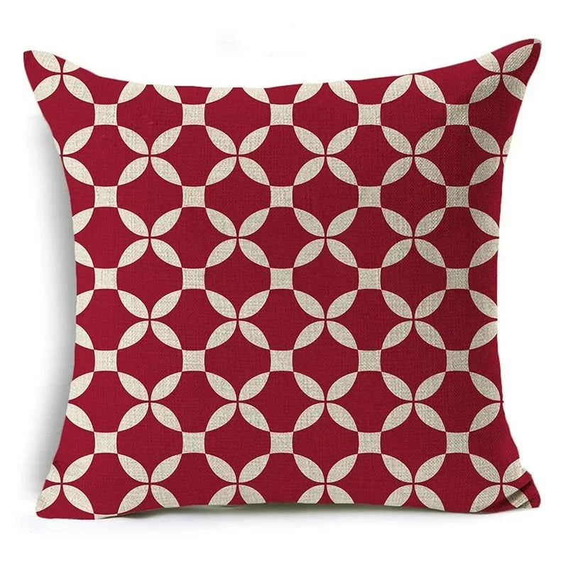 Geometric Linen Seat Cover 45x45cm for Home Decor - Axyaa