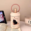 Axyaa Kawaii Cat Coffee Tumbler Stainless Steel 316 Thermal Water Bottle 500ml