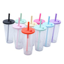 Axyaa Double-layer Plastic Straw Cup with Sleeve - Portable, Reusable, and Stylish