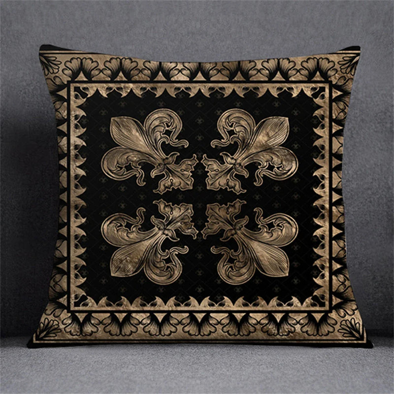 Axyaa Black Gold Plant Design Pillowcase for Elegant Home Decor