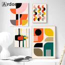 Axyaa Abstract Geometry Color Block Canvas Wall Art Print Living Room Decor