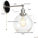 Axyaa Glass Globe LED Wall Light - Rustic Vintage Industrial Mirror Fixture