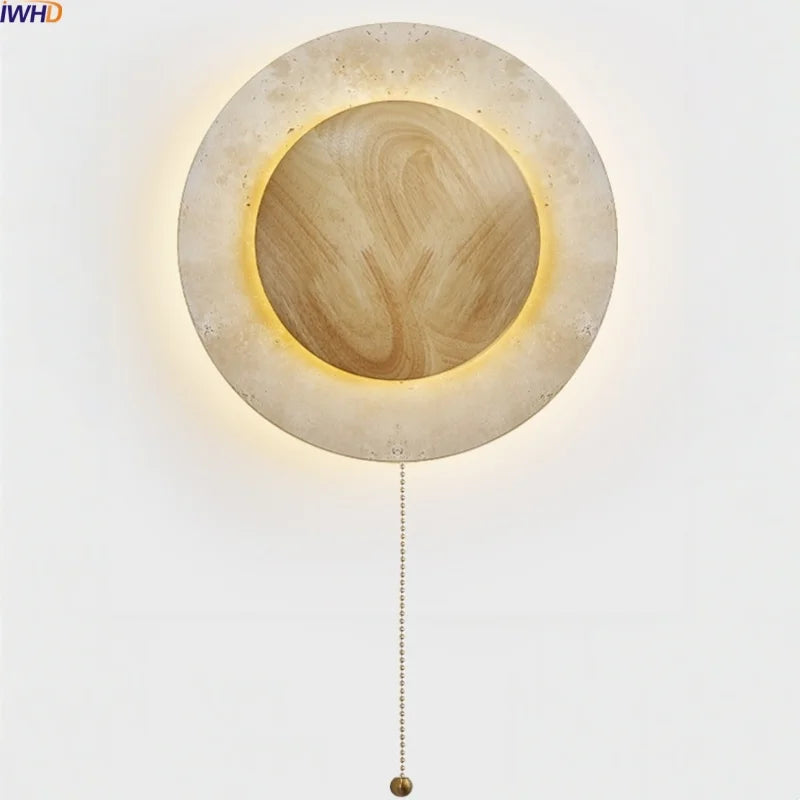 Axyaa Nordic LED Stone Wall Light with Pull Chain Switch for Modern Bathroom & Bedroom