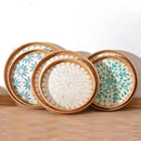 Axyaa Rattan Tray Storage Baskets - Korean Style Shell Decor Crafts for Home