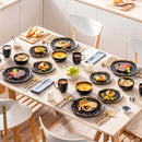 Axyaa Black Porcelain Dinnerware Set with Gold Trim - 16/32 Piece Tableware