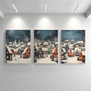 Axyaa Christmas Village Snow Canvas Print - Festive Winter Holiday Wall Art