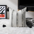 Axyaa Chenille Fringe Stripe Jacquard Pillowcase 50X50 Geometric Cushion Cover
