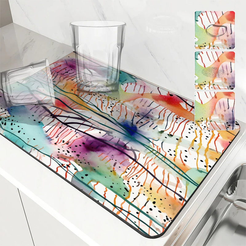 Axyaa Diatom Mud Kitchen Drain Pads: Absorbent Tableware Mat for Coffee Machine & Bowls