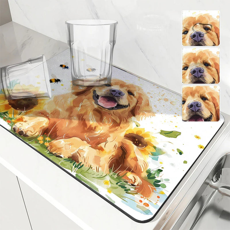 Axyaa Absorbent Drying Mat, Large Anti-Slip Kitchen Bathroom Drain Pad