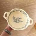 Axyaa Blue Floral Deep Plate - Elegant Medieval Style for Desserts and Salads