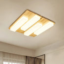 Axyaa Nordic LED Wood Ceiling Light - Modern Rectangular Room Decor Lamp