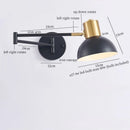 Axyaa Swing Arm LED Wall Light - Iron Art Nordic Minimalism Bedside Lamp