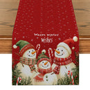 Snowman Holly Berry Candy Cane Table Runner by Axyaa for Indoor Outdoor Home Décor