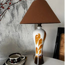 Axyaa Retro Ceramic Table Lamps LED Fabric Lampshade Artistic Style for Home Office