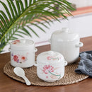 Axya Ceramic Flower Health Stew Pot Double Lid Soup Bowl Bird's Nest Ginseng Jar