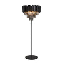 Axyaa Art Deco Crystal Marble Led Floor Lamp in Golden Black Stainless Steel