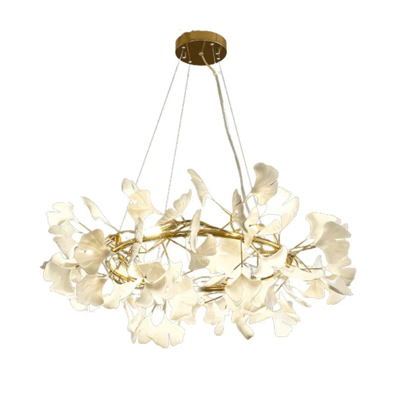 Axyaa Nordic Ginkgo Leaf LED Chandelier for Modern Interior Lighting