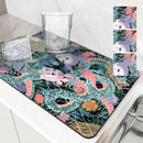 Axyaa Quick Dry Kitchen Mat: Absorbent, Antiskid, Flower Design