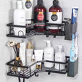 Axyaa Stainless Steel Triangle Double Layer Shelf - Space Saving Bathroom Kitchen Corner Storage