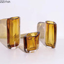 Axyaa Amber Glass Vase Hydroponics Flower Pots Desk Decoration Bouquet Arrangement Aesthetic Decor