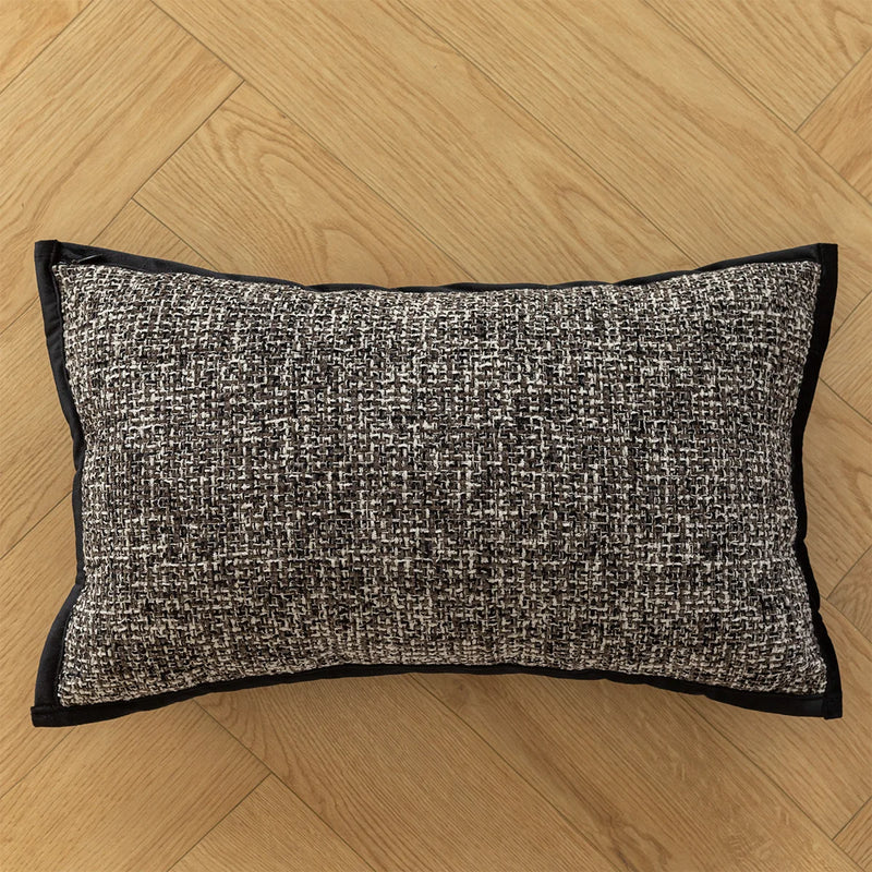 Axyaa Slub Woven Texture Pillow Cover in Black Brown for Living Room Sofa Bed
