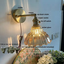 Axyaa Copper Rotatable Pull Chain LED Wall Lamp Glass Flower Stair Light