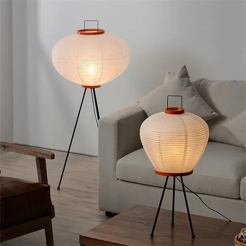 Axyaa Rice Paper Floor Lamp Tripod Standing Light for Living Room Bedroom