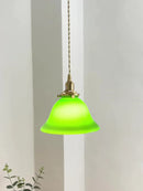 Axyaa Japanese Brass Pendant Lamp with Adjustable Wire in Green