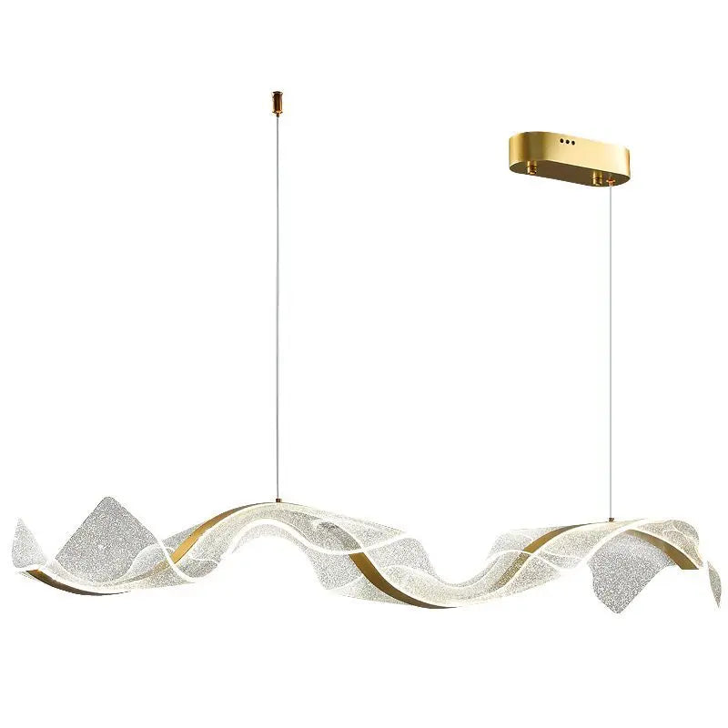 Axyaa Wave Gold Acrylic LED Pendant Lamps for Dining Room Office Chandelier