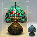 Axyaa Red Rose Stained Glass Table Lamp 8" - Bedroom Living Room Home Office
