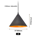 Axyaa Wabisabi Iron Conical Pendant Lamp 30cm Triangle Black Nordic Home Study Bedlight