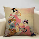 Axyaa Classic Japanese Lady Cushion Cover 45x45cm Home Decor Pillowcase