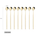 Axyaa Long Handle Ice Spoon Set, Stainless Steel Black Gold Cutlery Dinnerware