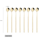 Axyaa Long Handle Ice Spoon Set, Stainless Steel Black Gold Cutlery Dinnerware