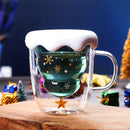 Axyaa Double Layer Christmas Star Wish Glass Mug with Lid