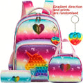Axyaa Girls' School Backpack Set with Lunch Bag, Pencil Bag & Toy Pendant