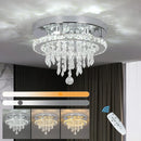 Axyaa Crystal Chrome LED Ceiling Chandelier Light with Remote Control