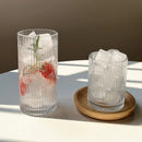 Axyaa Striped Glass Cup for Coffee, Juice, Milk - Ideal for Home & Hospitality