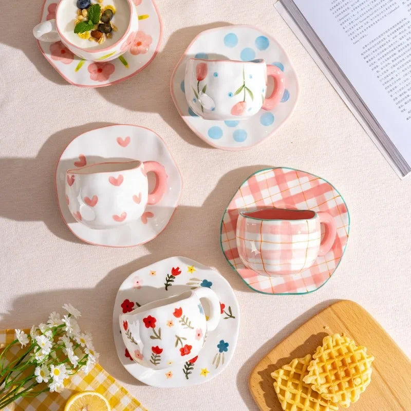 Axyaa Ceramic Mug: Irregular Pattern Coffee Cup for Creative Gifts