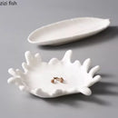 Axyaa Ceramic Coral Leaf Plate Set for Molecular Cuisine and Snacks