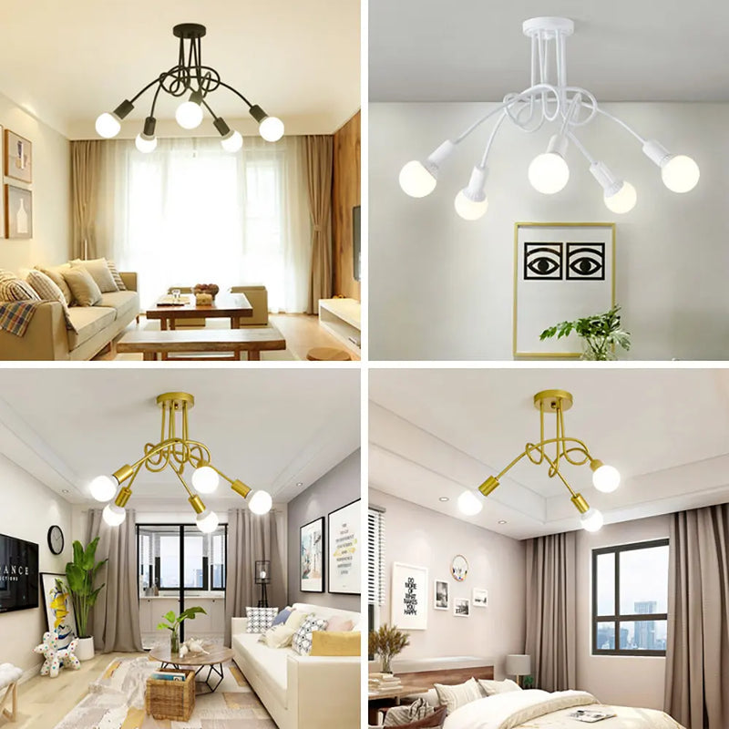 Axya Nordic Sputnik Chandelier Iron Ceiling Lamp for Kitchen Living Room