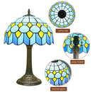 Blue Baroque Stained Glass Table Lamp for Bedroom and Living Room by Axyaa