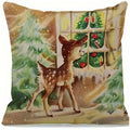 Axyaa Christmas Pillowcase: Santa Claus Fawn Pattern Decoration for Home Sofa
