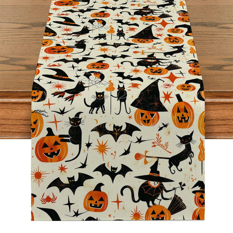 Axyaa Halloween Bat Witch Table Runner - Kitchen Party Decorations