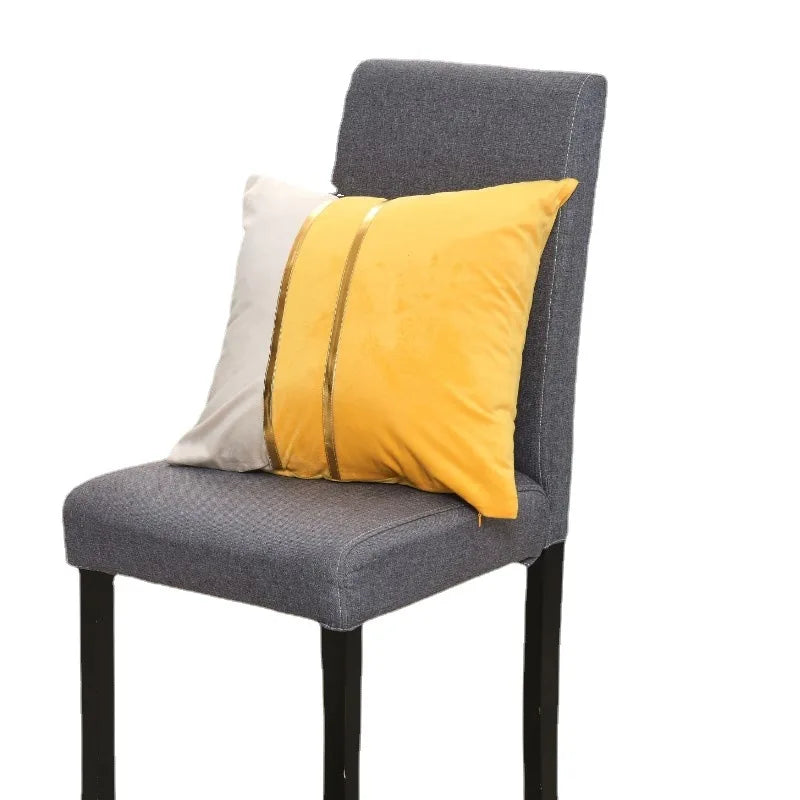 Axyaa Velvet Gold Splice Cushion Cover 45x45cm - Nordic Light Luxury Home Decor Patchwork Pillowcase